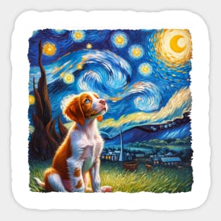 Starry Brittany Portrait - Dog Portrait Sticker